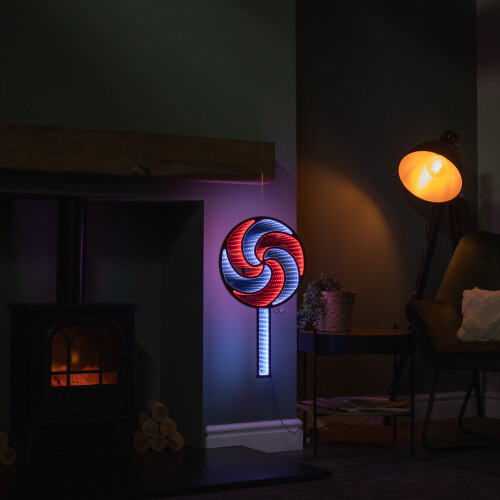 Premier 60cm Light up Hanging Christmas Lollipop Infinity Light Decoration with Spinning Effect 1