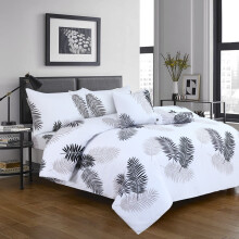 (Super King, Leaf) Printed Duvet Cover Set 3PC Reversible Cover with Pillowcases-Soft Microfiber Quilt Cover in Single, Double & King Sizes