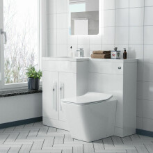 Elora White 1100 mm LH L-Shape Basin Vanity Unit WC BTW Rimless Toilet