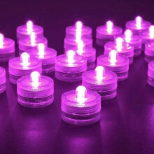 Luxora 36er-Pack rosa wasserdichte U-Boot-runde Mini-LED-Teelichter, tauchfähige Lichter für Hochzeiten