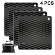 4 stuks waterdichte en warmte-isolerende tafelmatten, vierkante placemat honingraatmat