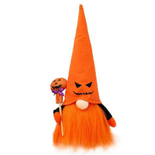 (Orangefarbener Hut, Grimasse, alter Mann) Schreckliche hängende Geister-Dekolichter, Halloween, leuchtende