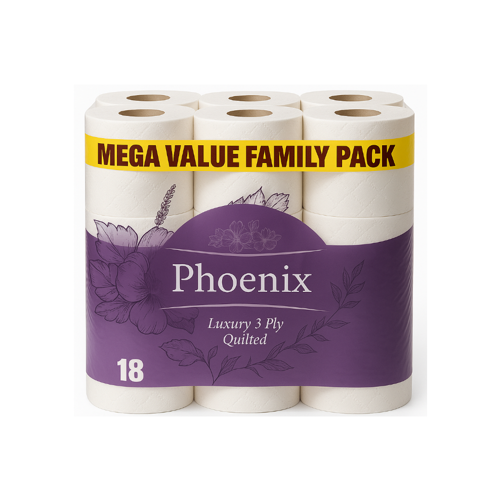 Phoenix Luxury 3 Ply Quilted Toilet Paper 18 Roll Pack