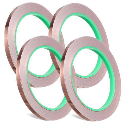 Conductive Copper Foil Tape 4 Rolls Self-Adhesive for Electronics Craft Projects Repair Strong Adhesion Thin Precision