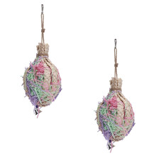 Parrot Ball Toy Set of 2, Natural Grass Bird Chew Toys, Hanging Pet Hammock Accessories for Parakeets and Parrots