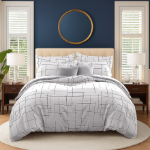 (King, Tile) Printed Duvet Cover Set 3PC Reversible Cover with Pillowcases-Soft Microfiber Quilt Cover in Single, Double & King Sizes