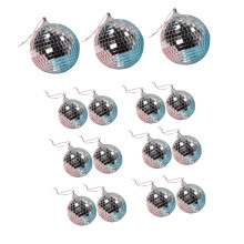 15 Christmas Decoration Balls Silver Disco Mirror Balls Hanging Ornaments 2.5 Inch Glass Reflective Christmas Baubles