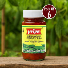 Priya Bitter Gourd (Karela) Pickle – 300g (Pack of 6) | Authentic South Indian Taste | Spicy & Tangy Karela Achar