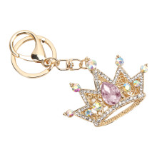 Glänzender pinker Kronenform-Schlüsselanhänger, exquisentes Rhinestone-Anhänger für Auto und Tasche