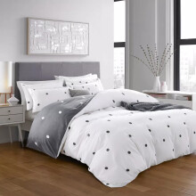 (King, Dotted) Printed Duvet Cover Set 3PC Reversible Cover with Pillowcases-Soft Microfiber Quilt Cover in Single, Double & King Sizes