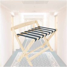 Luggage Rack for Guest Room, Foldable Solid Wood Luggage Stand with Backrest, Yellow, for Hotel Room and Living Room Use