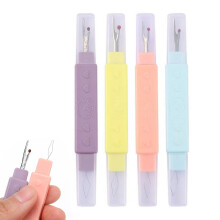 Seam Ripper Set of 4, 2-in-1 Needle Threader and Portable Thread Cutter with Protective Cap for Sewing Crafts