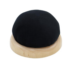 Embroidery Needle Cushion with Wooden Base, 7cm Black Flannel Pin Cushion for Quilting and Crafting, Set of 2