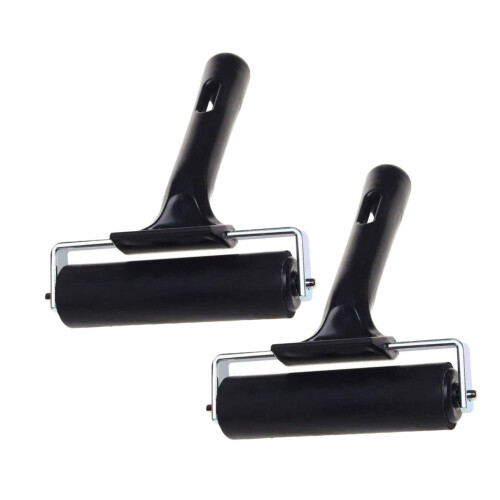 Rubber Printing Rollers 2-Pack for Crafts and Paint Application, Easy to Clean, Smooth Finish, Durable Material