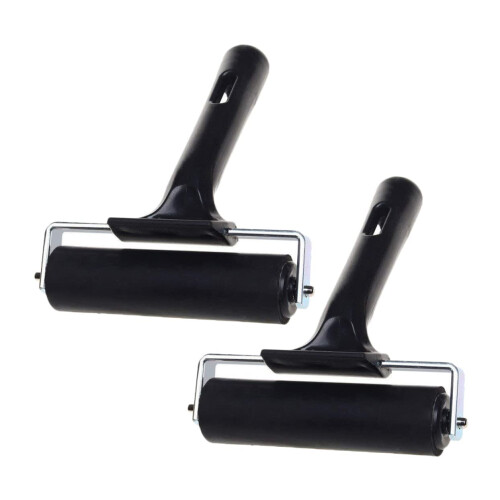 2 Pcs Printmaking Brayers Double Roller for Stamping Adhesive Ink on Black Plastic Surfaces