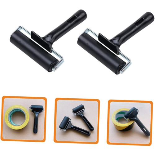 2 Pcs Printmaking Brayers Double Roller for Stamping Adhesive Ink on Black Plastic Surfaces 1