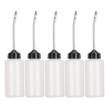 Pack of 5 Machine Lubricating Oil Dispensers with Screwed Lid, 120 ml Outlet Oil Bottle for Sewing Machines with Long Angled Spout