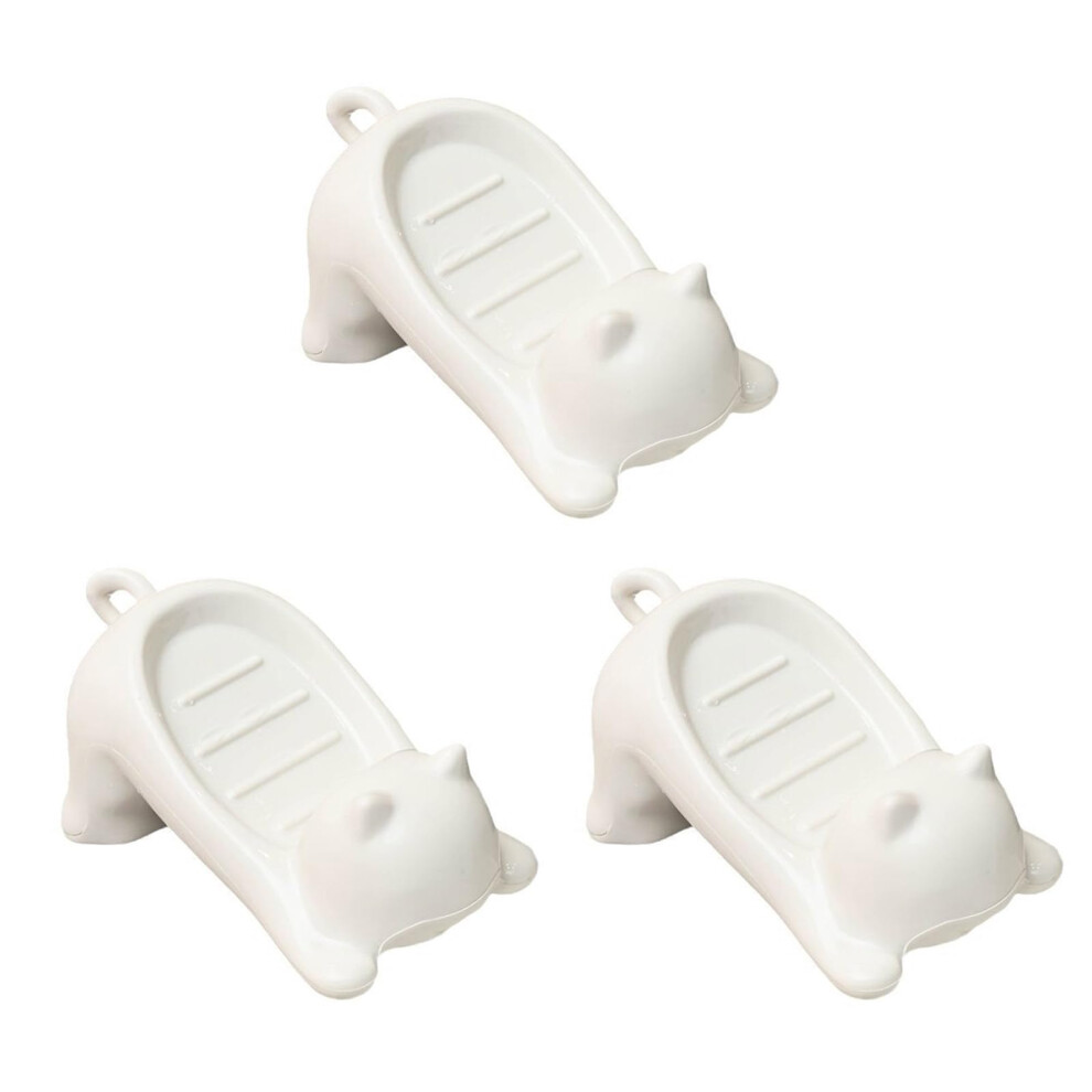 Cartoon Cat Soap Dish Holder for Bathroom and Kitchen Sink, Innovative Drainage Design, Cute Waterproof Plastic-image-OPC-PK5F7ZB-NEW
