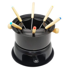 Mini Stainless Steel Fondue Pot Set for Cheese and Chocolate with 6 Forks, Removable Pot, and Melting Sauce Compatibility