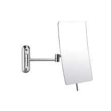 Cosmetic Mirror Wall Mounted 360 Swivelling Makeup Mirror 3x Magnifying Single Sided Rectangular Silver Finish