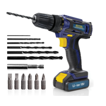 Skotek 18V Cordless Drill and Screwdriver Set 13 Piece Kit Li-ion Battery Included