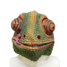 Arrival Funny Chameleon Full Face Mask Reptile Cosplay Headgear Latex Animal Mask Purim Halloween Carnival Party Props - DSW