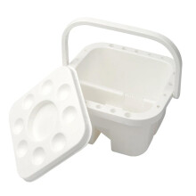 Multifunctional Watercolor Palette Bucket, Portable Art Bucket, Square Palette Box for Oil and Watercolor Painting, White