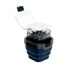 3-in-1 Portable Folding Brush Washing Bucket with 16-Grid Pigment Box for Watercolor Oil Painting Brush Holder Blue