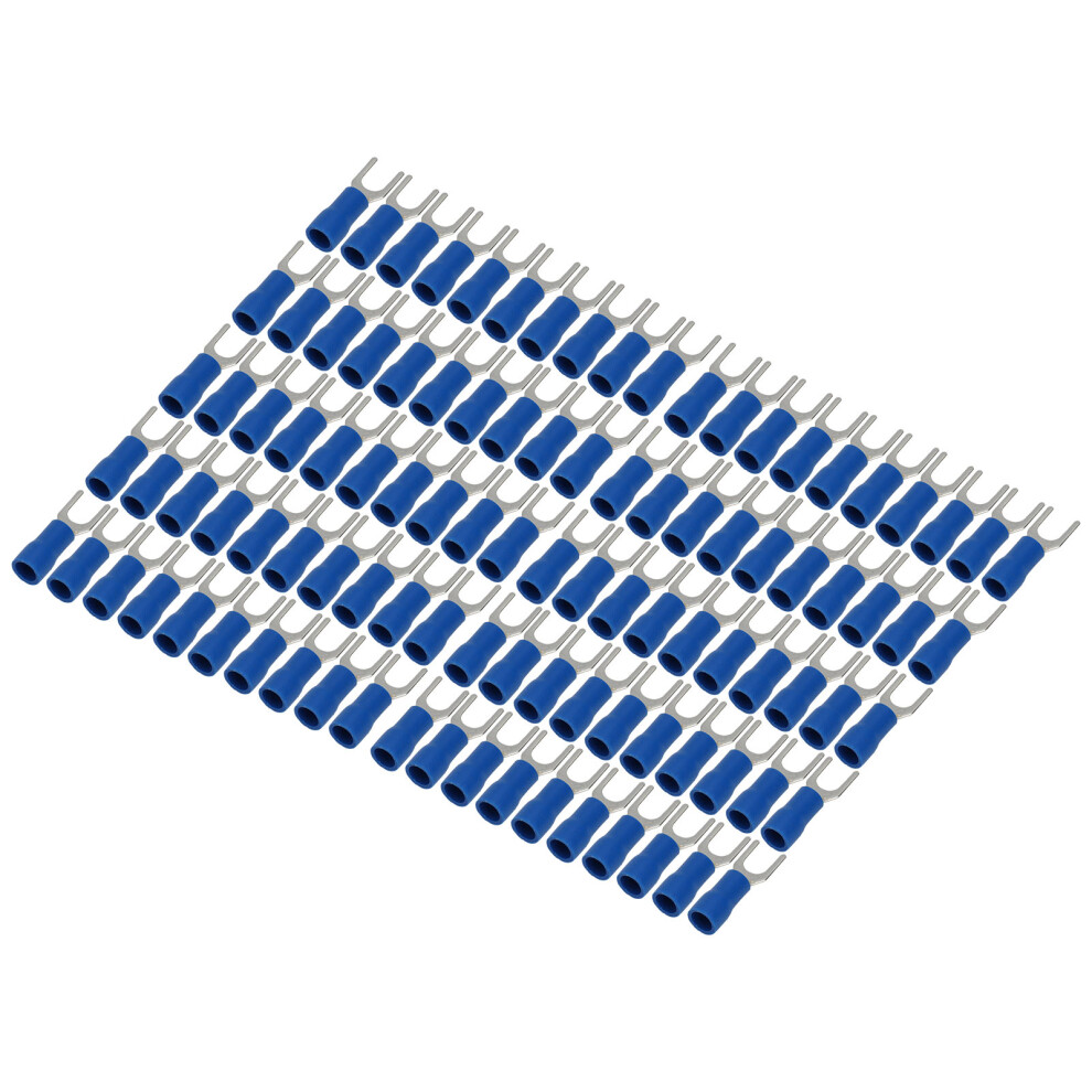 Durable 100Pcs Blue Fork Connectors 19A Insulated Crimp Terminals For Wire Apps 4361344782851
