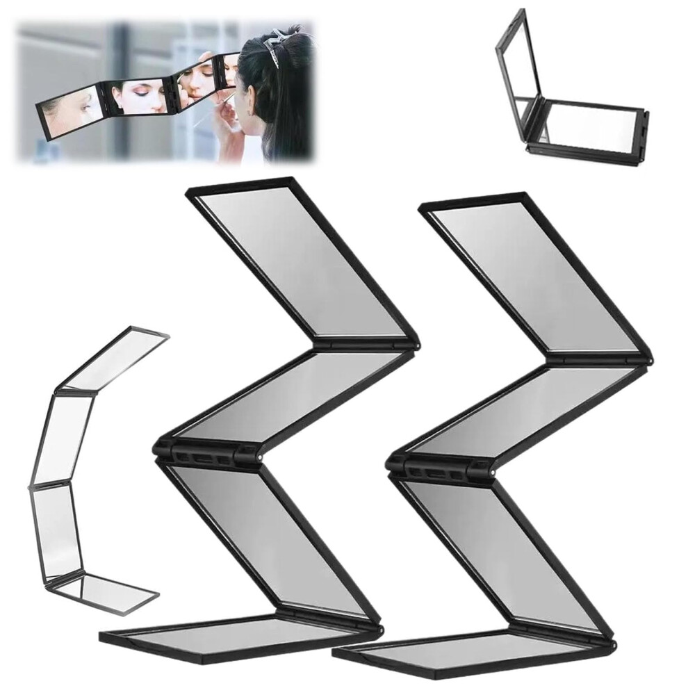4-Sided Folding Makeup Mirror, 360 Multi-Angle View, Handheld Barber Mirror for Self Haircutting, 2 Pieces