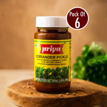 Priya Coriander Pickle – 300g (Pack of 6) | Authentic South Indian Taste | Spicy & Aromatic Dhania Achar