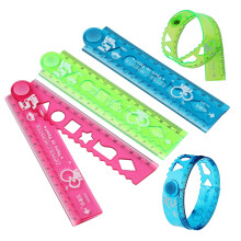 30 cm Flexible Plastic Folding Ruler Set of 3 for Students and Children, Clear Plastic Rulers in 3 Colors for School and Office