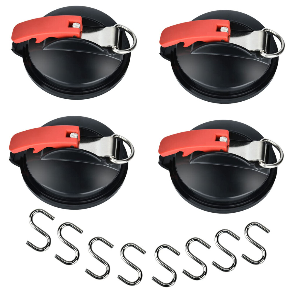 Suction Cup Hooks - 4 Strong Multifunctional Suction Hooks With 8 S-Hooks For Camping, Awnings, Tents, And Motorhomes 6482260134932