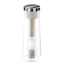 750ml Cold Brew Coffee Maker, Portable Iced Tea Brewer with Removable Filter, Summer Sealed Beverage Bottle White 24.8x8.5x8.5 cm