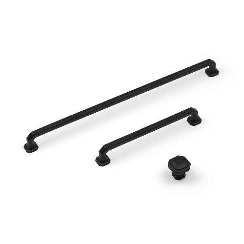 (320mm Handle) Matt Black Octagonal Cabinet Handles Square Bars