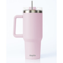 Keplin Tumbler 40 oz with Handle, Stainless Steel, Pink