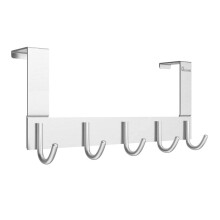 Anjuer Crochets de Porte Support de Cintre Organisateur Utilitaire en Aluminium Support de Crochets de Serviette pour Cuisine Salle de Bain 5 Cro