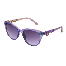 Betsey Johnson Serpentine-Sonnenbrille fr Damen, Cateye-Lila-Kristall mit ligen Schlangen, 56 mm