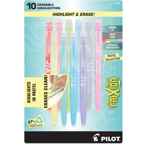 Pilot PILOT FriXion Pastel Collection Erasable Highlighters  Chisel Tip  Assorted Color Inks