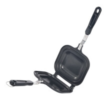 Double-Sided Non-Stick Sandwich Grill Press - Small Black Aluminum Toaster for Easy Toasting and Baking