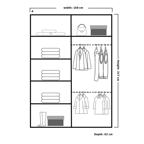 (180cm, Grey) Nicole Double Mirror Sliding Door Wardrobe 2
