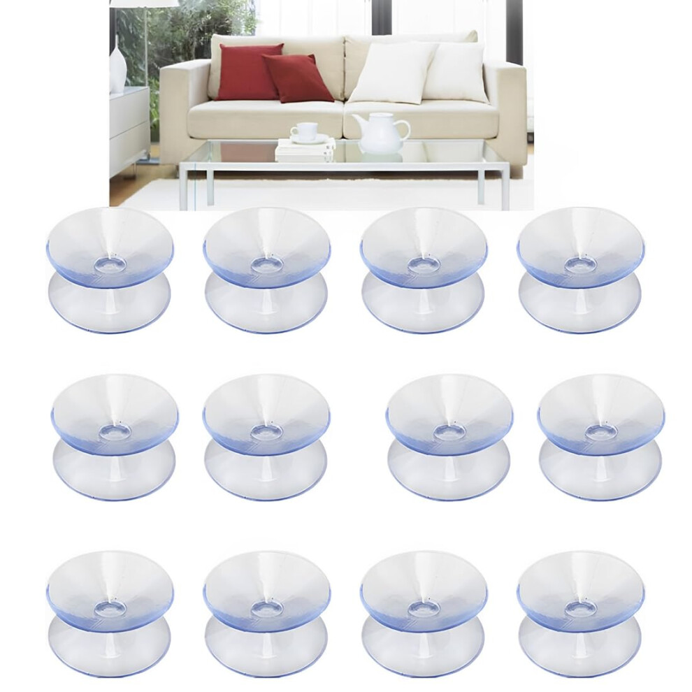Double-Sided Suction Cups Pack Of 12, 40 Mm Transparent Pvc Hooks For Glass, Mirrors, Windows, Non-Slip Design 6947110635552