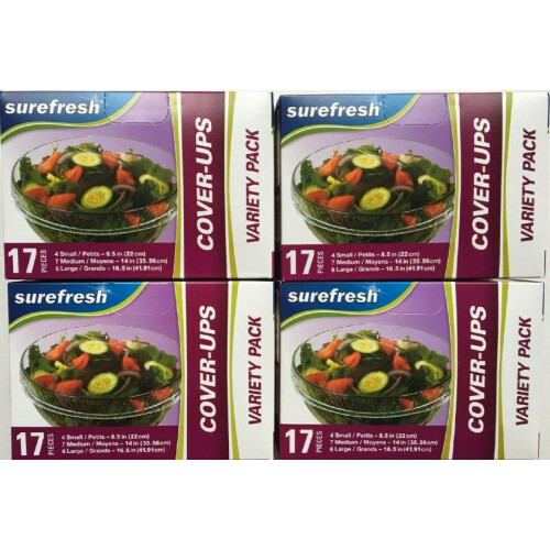 Lebensmittelverpackungen, elastische Stretch-Überzüge, 4er-Pack von SureFresh