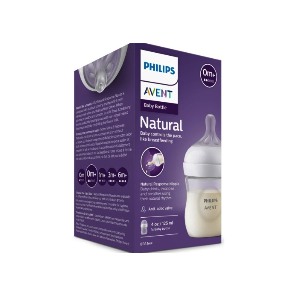 Philips Avent Natural 3.0 0M+ Feeding Bottle (0 Months+ Newborn)  PA700 |Supports Combination Feeding - 125ml