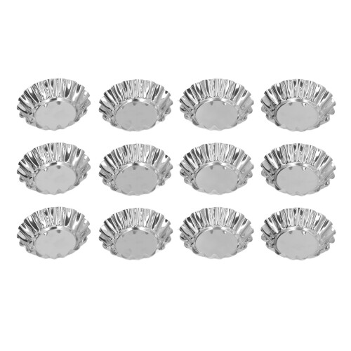 12 Stück Edelstahl-Tartelettförmchen Set 7,7x4,8x1,8cm 1