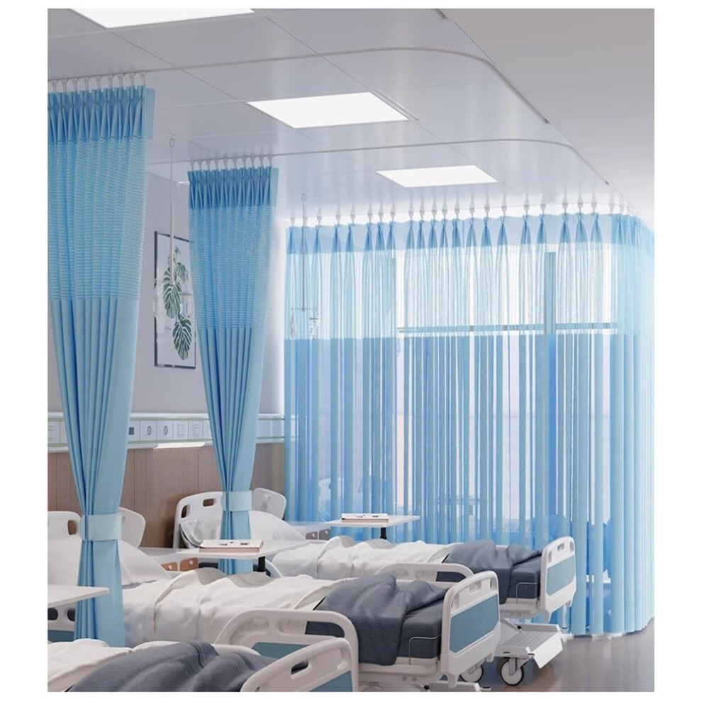 Flame-Retardant Room Divider Curtains, Medical Privacy Curtains with Track, Hospital and Salon Use, Light Blue 4.5x2.7m-image-OPC-PK5FT75-NEW