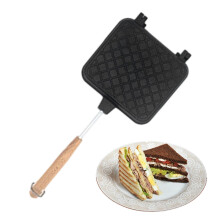 Grilled Cheese Pan - Cast Iron Sandwich Maker with Removable Handle for Camping, Grilled Sandwiches and Hot Pressing