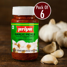 Priya Garlic Pickle – 300g (Pack of 6) | Authentic South Indian Taste | Spicy & Tangy Lahsun Achar