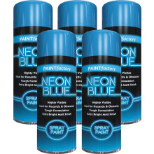 5 x Neon Fluorescent BLUE Bright Spray Paint Aerosol Matt Metal Wood