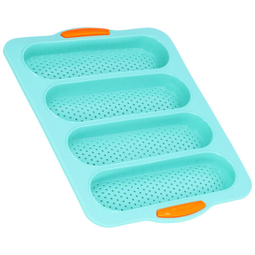 Silikon-Baguetteform mit 4 Rillen, 33,4x23,5 cm, Grün 2